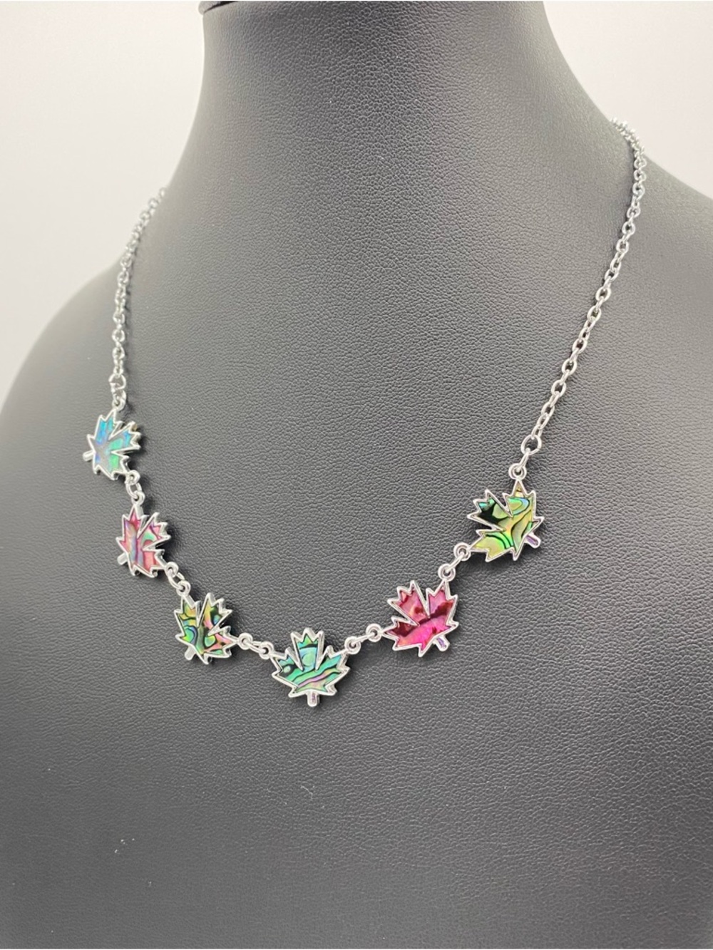 Maple Leaf Inlaid Abalone Shell Necklace